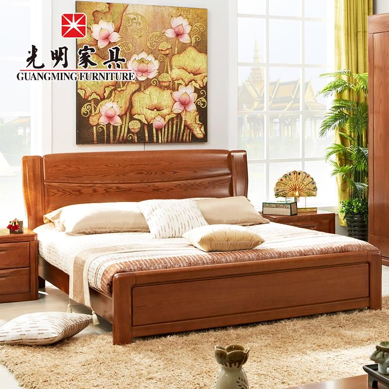【光明家具】1.8米双人床 北美进口红橡木实木床 现代中式床 GY89-1574-192