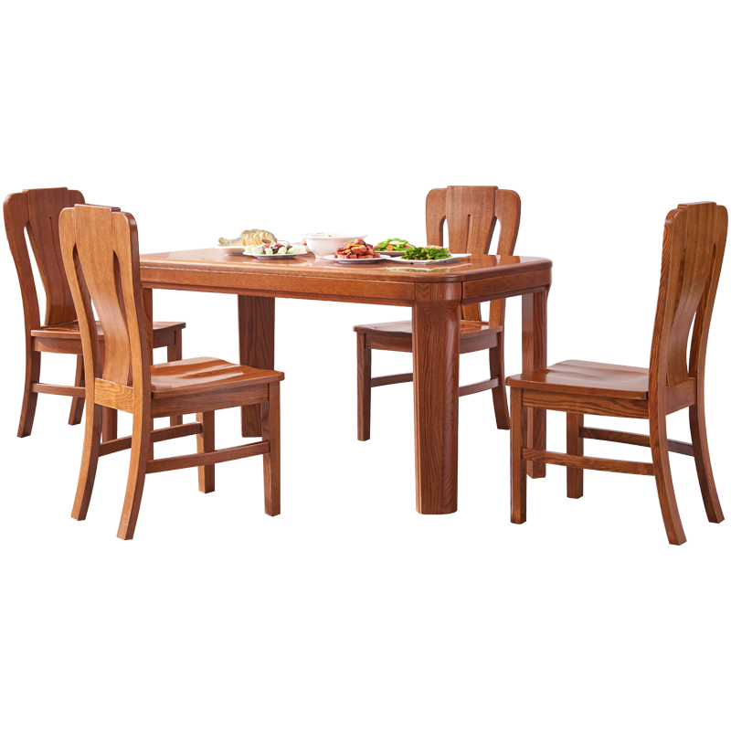 【光明家具】实木餐桌餐桌椅 红橡木餐桌一桌四椅 GY89-4173